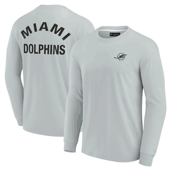 Men's Miami Dolphins Gray Signature Unisex Super Soft Long Sleeve T-Shirt